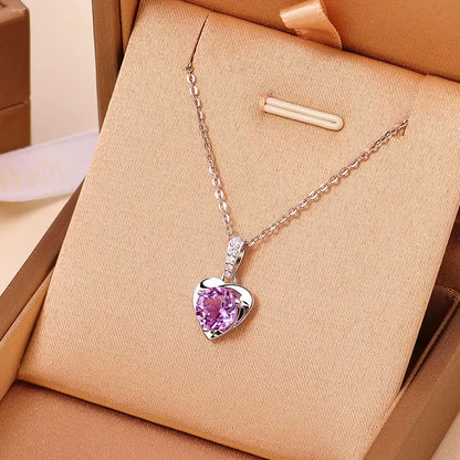 100% Moissanite Necklace 925 Sterling Silver 2CT Heart Cut Diamond Solitaire Pendant Necklace for Women Men Promise Gift Jewelry