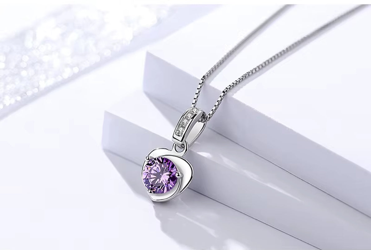 100% Moissanite Necklace 925 Sterling Silver 2CT Heart Cut Diamond Solitaire Pendant Necklace for Women Men Promise Gift Jewelry